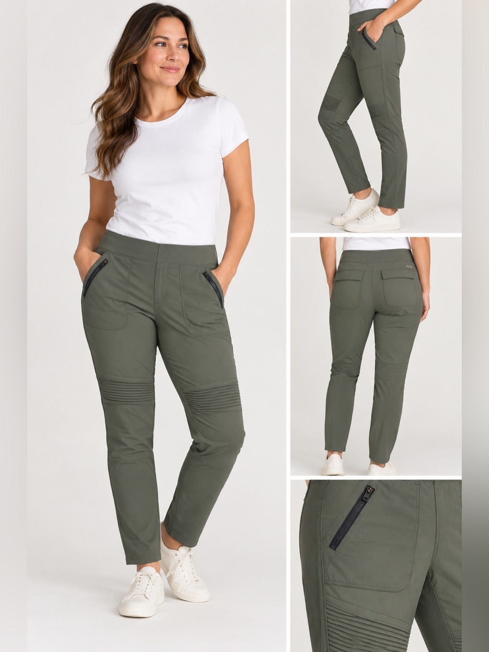 Duluth Trading Co Women’s Moto Stretch Pants Olive Green Size 12 Regular